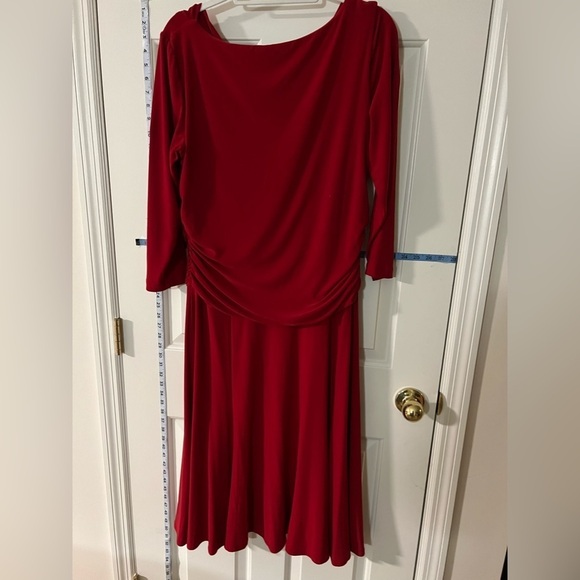 Chaps Women’s Solid Red Mid Length Dress, size XL - Picture 3 of 15